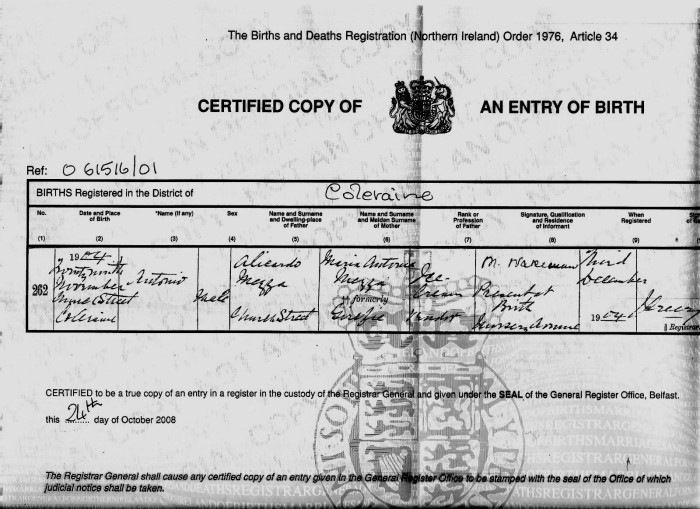 Antonio Mezza Birth Record